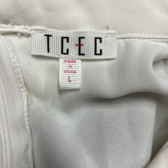 NWT TCEC White Mock Neck Zipper Back Blouse Size Large - Picture 7 of 8